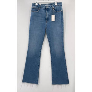 Good American NWT Good Classic Boot Cut Jeans Womens Sz 14 Indigo Wash Frayed